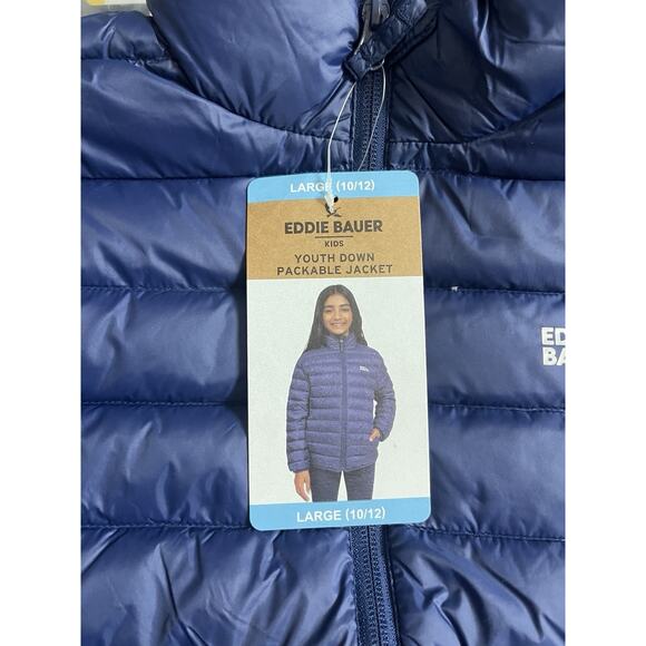 Eddie Bauer Girls Youth Down Packable Lightweight Jacket Size L 10/12 Navy Blue - Picture 5 of 6
